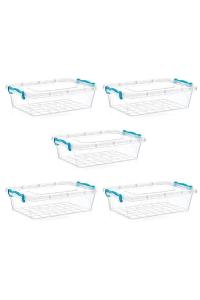 5 Adet 1,2 Litre Viyola Şeffaf Dikdörgen Plastik Saklama Kutusu - 2052-5