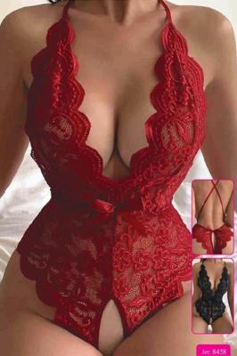 For Dreams Çapraz Askılı Özel Bölgesi Açık Dantel Kırmızı Fantazi Kadın Body - 8458B