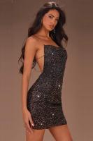 For Dreams Sırt Zincir Dekolteli Payetli Seksi Mini Kadın Elbise - 8614