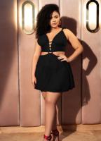 Kadın Büyük Beden Siyah Kısa Gecelik - 2022BB