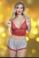 Kadın Dantel Büstiyerli Şortlu Pijama Takım - 2054