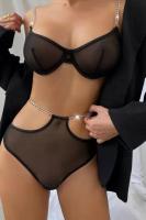 Kadın Zincirli Siyah Fantezi Sütyen Takım - 2126B