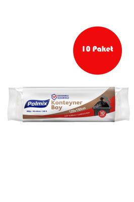 Polmix 10 Adet 120 x 150 cm Eko Endüstriyel Konteyner Boy Çöp Torbası - P552
