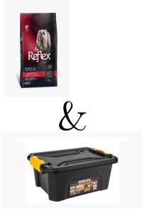 Reflex Plus Mini ve Küçük Irk Kuzulu ve Pirinçli Köpek Maması 8 Kg (26/15) & 12 Litre Mama Saklama Kutusu
