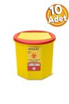 10 Adet Tek Kullanımlık Tıbbi Atık Kovası 1,3 Litre