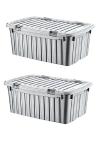 2 Adet 120 Litre Mega Multi Box Gri Renkli Saklama Kutusu - E-523-2