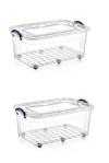 2 Adet 50 Litre Tekerlekli Multi Box Saklama Kutusu - E-512-2