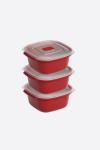 3'lü 550 ml Kare Heat'N Go Saklama kabı