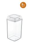 3 Adet 1,5 Litre Kilitli Kare Kristal Saklama Kabı EP-143