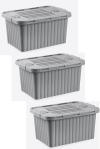 3 Adet 10 Litre Split Box Plastik Gri Saklama Kutusu - RNL-DNY20010GREY