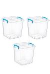 3 Adet 6 Litre Multi Box Derin Şeffaf Plastik Saklama Kutusu - 2300-3