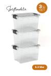 Dünya Plastik 3 Adet 8,25 Litre Derin Kilitli Saklama ve Erzak Kutusu - 33123-3