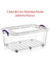 3 Adet 80 Litre Tekerlekli MAXI  Multi Box Saklama Kutusu - E-515-3