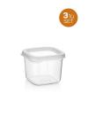 Bursev 3 Adet Royal Kare Saklama Kabı 600 ml - 1109_01