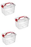 Bursev 3 Adet Şeffaf Plastik Kulplu Saklama ve Düzenleme Kutusu 14 Litre - 1107_93W