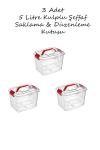 Bursev 3 Adet Şeffaf Plastik Kulplu Saklama ve Düzenleme Kutusu 5 Litre - 1107_91W
