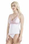 Derya Kurşun Çapraz Askılı Güpür Dantelli Beyaz Atlet Külot Takım 080