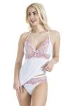 Derya Kurşun Çapraz Askılı Güpür Dantelli Beyaz Atlet Külot Takım 080