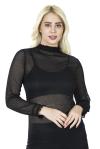 Derya Kurşun Balıkçı Yaka Transparan Siyah Body 146 