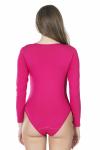 Derya Kurşun Bisiklet Yaka Uzun Kol Çıtçıtlı Kadın Fuşya Body 321