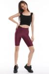 Derya Kurşun Kadın Mürdüm Kısa Parlak Tayt 0596