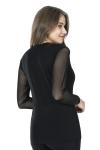 Derya Kurşun Uzun Kol Transparan Yaka Kadın Siyah T-Shirt 293