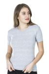 Derya Kurşun Yarım Kol Bisiklet Yaka Kadın Gri Tişört 228
