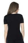 Derya Kurşun Yarım Kol Bisiklet Yaka Kadın Siyah Tişört 228