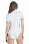 Derya Kurşun Yarım Kol Boğazlı Çıtçıtlı Kadın Beyaz  Body 325