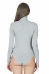Derya Kurşun Yarım Kol Boğazlı Çıtçıtlı Kadın Gri Body 325