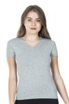 Derya Kurşun Yarım Kol V Yaka Kadın Gri Tişört 227