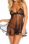 For Dreams Dantel Detaylı Siyah Babydoll - 9106B