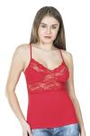 Derya Kurşun İnce Askılı Dantelli Kadın Kırmızı Atlet 258