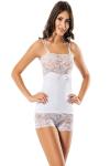 Derya Kurşun Çift İp Askılı Dantelli Beyaz Atlet Şort Takım 072