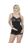 Derya Kurşun İp Askılı Dantelli Siyah Atlet Şort Takım 071
