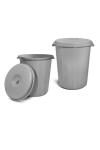 Jumbo  Kapaklı  Plastik Gri Çöp Kovası 90 Litre - CBK1190