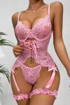 For Dreams Kadın Dantel Detaylı Balenli Pembe Jartiyer Takımı - 8462PNK