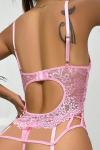 For Dreams Kadın Dantel Detaylı Balenli Pembe Jartiyer Takımı - 8462PNK