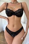 Kadın Dantel Siyah İç Çamaşır Takımı -2010