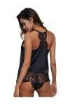 Kadın İnce Askılı Şortlu Siyah İç Çamaşır Takımı - 2028