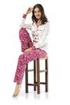 Kadın Kalp Baskılı Likralı Kadın Pijama Takımı - 861