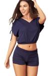 Kadın Lacivert Şortlu Pijama - 2032