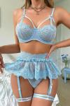 .For Dreams Kadın Mavi Dantel İç Çamaşır Takımı - 8493