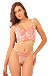 Kadın Pembe Dantel İç Çamaşır Takımı - 1033