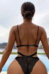Kadın Siyah Dantel İç Çamaşırı Takımı - 2134