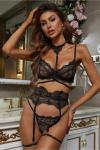 For Dreams Kadın Siyah Fantezi İç Çamaşır Takımı - 8407