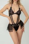 Kadın Siyah Tül Etekli Fantezi Babydoll - 2107