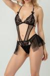 Kadın Siyah Tül Etekli Fantezi Babydoll - 2107