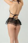 Kadın Siyah Tül Etekli Fantezi Babydoll - 2107