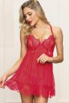 For Dreams  Kırmızı Şeffaf Babydoll - 9100